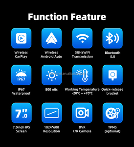 Pantalla de Navegación para Motocicleta de 7 Pulgadas, Impermeable, Extraíble, Portátil, Inalámbrica, con CarPlay, Android Auto, Bluetooth, TPM - Product Image 2