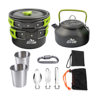 2-3 personnes Camp Cuisine Théière Pique-Nique 14 pièces Randonnée Engrenages Camping Cuisine Ensemble Volant casserole accessoires extérieurs