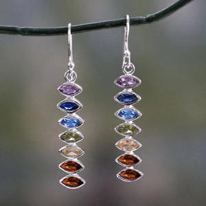 Orecchini Pendenti Trendy da Donna con Zirconi Taglio Marquise, Montatura in Lega Placcata Oro Bianco, Gioielli Eleganti per Feste - Product Image 3