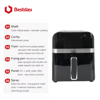 Appareil de cuisine OEM, friteuse à air chaud en acier inoxydable de 10 L, grande capacité, friteuse à air électrique pour une cuisine saine