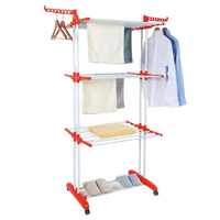 Séchoir à linge pliable en métal robuste |   Support à linge mobile à 3 niveaux en forme d'aile |   Organisateur de rangement pour balcon, maison, hôtel