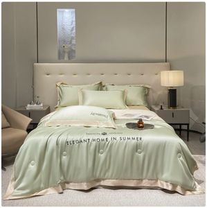 Edredón de Seda Helada Sencillo de Verano, Estilo Europeo Americano, Relleno de Poliéster, Lavable, Ligero y Refrescante, Personalizable para el Hogar - Product Image 4