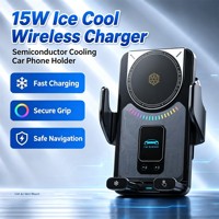 Accessoires automobiles en gros : Chargeur sans fil pour voiture 15W à charge ultra-rapide avec refroidissement semi-conducteur IA, lumière RGB et ventilateur ultra-rotatif