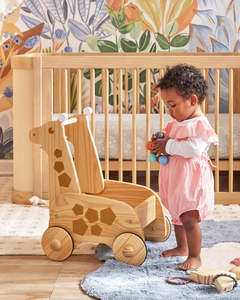 Boîte de rangement en bois Montessori classique pour enfants, avec motif girafe et chariot, idéale pour l'éveil éducatif - Product Image 3
