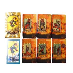 Vente en gros de <span class=keywords><strong>jeux</strong></span> de cartes de tarot en feuille d'or 12x7, cartes de tarot personnalisées en plastique PVC imperméable, jeu de tarot avec guide - Product Image 5