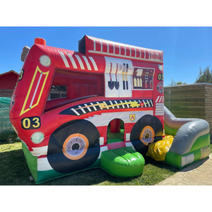 Château gonflable commercial en forme de camion de pompiers ou de <span class=keywords><strong>voiture</strong></span> de course, avec toboggan, pour <span class=keywords><strong>location</strong></span> événementielle - Product Image 1