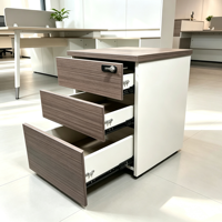 Meuble de rangement mobile à 3 tiroirs en MFC de qualité E0, verrouillable, avec roulettes, pour bureau, sous le bureau, armoire basse avec roulettes