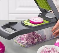 Couteau à légumes 12-en-1 en plastique ABS avec poignée ergonomique, coupe-œufs, presse-citron manuel, hachoir à légumes