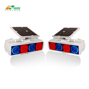 Solar Traffic Flashing <b>Light</b> Led Red Blue Ip65 <b>Pole</b> Mount Aluminum Frame - Product Image 3
