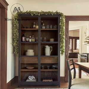 Intérieur moderne verre <span class=keywords><strong>noir</strong></span> porte d'armoire meubles en bois Design <span class=keywords><strong>bibliothèque</strong></span> bureau à domicile étagères salon stockage bibliothèques - Product Image 2