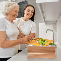 Poubelle à compost de cuisine, poubelle à compost de comptoir, seau à compost en bois avec insert en acier inoxydable