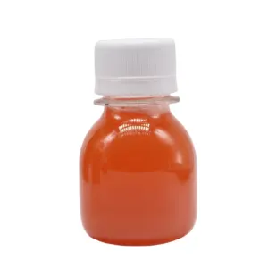 MAYSURE Logo personalizzato 2OZ 60ml trasparente in plastica per animali domestici tonda bevanda allo zenzero bottiglia di succo bottiglia di tè con tappo a vite