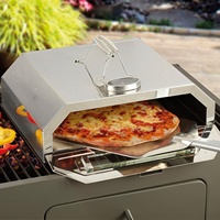 Four à pizza portable miniature en acier inoxydable, pour table, avec pierre de cuisson de qualité alimentaire et thermomètre, pour le camping en plein air, le barbecue