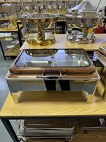 Réchaud de buffet hydraulique rectangulaire en acier inoxydable 304 avec couvercle en verre pour la restauration