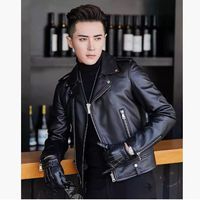 Veste de mode décontractée et confortable pour hommes avec col de baseball en cuir pelucheux en cuir souple pour hommes