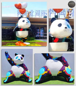 Escultura de Globo de Panda Grande <span class=keywords><strong>y</strong></span> Duradera de Fibra de Vidrio, Pintada a Mano, para Punto de Foto de Internet Famoso - Product Image 2