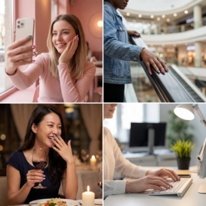 Uñas Postizas Acrílicas Hechas a Mano en Rosa Francés y Gris Plateado con Formas Almendradas y Cuadradas, Longitud Media/Corta - Product Image 3