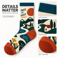 Chaussettes d'automne personnalisées OEM pour adultes - Polyester/Nylon/Coton/Bambou/Laine, résistantes aux déchirures, séchage rapide, impression numérique 360°