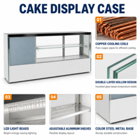 Réfrigérateur Vitrine LED à Température Unique, 2 Portes en Verre Trempé, pour Gâteaux, Desserts, Pâtisseries, Sushis – Économe en Énergie (OEM/ODM)
