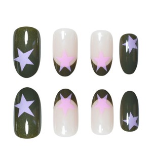 Esmalte de <span class=keywords><strong>uñas</strong></span> francés de gama alta simple Sweet Pink Star <span class=keywords><strong>diseño</strong></span> ovalado corto 24 piezas desmontable usable <span class=keywords><strong>para</strong></span> dedos - Product Image 5