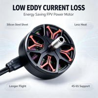 Moteur Brushless FPV à faible perte de courant éddy, économie d'énergie, 1350KV 1750KV 4S 6S, pour quadricoptère FPV longue portée 5 pouces