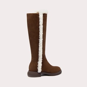 Bottes longues à semelle épaisse pour <span class=keywords><strong>femme</strong></span>, bottes fourrées à l'extérieur, bottes fourrées <span class=keywords><strong>marron</strong></span>, bottes d'hiver mi-mollet antidérapantes, chaussures de neige - Product Image 2