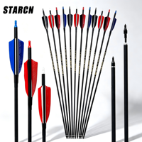 STARCN Archery Flèches en carbone mixte 7,8 mm avec plumes de dinde pour arcs classiques et compoundes, chasse et entraînement au tir, vente en gros