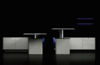 Bureau de direction moderne en métal avec rangement, montage facile, design en forme de L