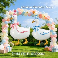Ballons en aluminium en forme de grande oie mignonne avec nœud, thème animalier pour fêtes d'enfants, vente en gros, fournitures en vrac, accessoires de décoration événementielle