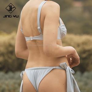 Bikini de Tiras Sexy con Tela Arrugada, Bikini de Dos Piezas, Traje de Baño para Mujer, Fabricante Personalizado - Product Image 3