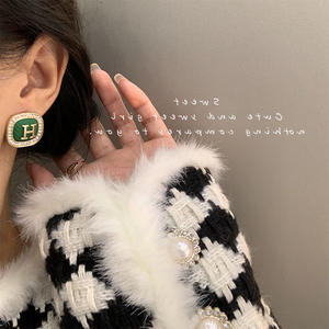 Boucles d'oreilles de luxe avec lettre H, Collection de boucles d'oreilles de créateur, bijoux Vintage en acier inoxydable avec strass, dernier <span class=keywords><strong>Catalogue</strong></span> - Product Image 3