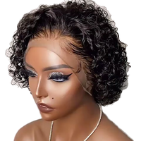 Perruque Pixie Cut en promotion usine, perruque courte bouclée 13x4 en cheveux humains, perruque Lace Front brésilienne naturelle bouclée et volumineuse pour femmes noires