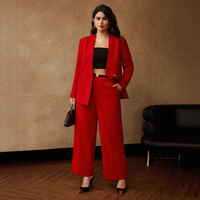 Blazer tissé anti-plis pour femme, grande taille, col surplis, couleur unie, avec ceinture chaîne, idéal pour le bureau, OEM ODM
