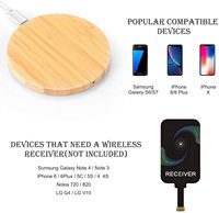 Chargeur sans fil 15W 10W Bamboo Fast Wireless Charging Pad pour iPhone Samsung Galaxy AirPods Pro 2 OPPo Vivo Oneplus Huawei