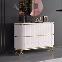 Buffet de rangement de luxe moderne doré avec pieds en acier inoxydable pour mobilier de maison dans le salon, la salle à manger, l'entrée - Villa