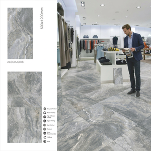 Azulejos de porcelana con aspecto de mármol crema beige Alecia, 600x1200mm, brillantes y esmaltados, para proyectos. - Product Image 2