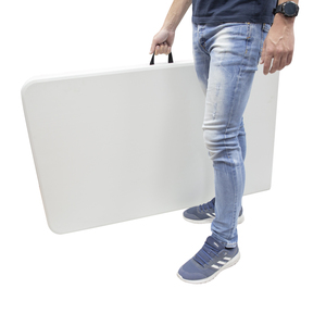 Tavolo Rettangolare Pieghevole in HDPE 244x76x74 cm. Colore Bianco - Product Image 5