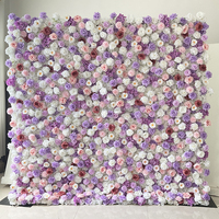 A14 Fleur artificielle enroulable à base de tissu, panneau mural, violet foncé, rose, fond de mur pour décoration de mariage