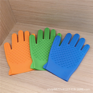 ถุงมือซิลิโคนสำหรับสัตว์เลี้ยงแบบข้ามพรมแดน สีฟ้า สำหรับกำจัดขน นวด อาบน้ำ และทำความสะอาดแมวและสุนัข - Product Image 2