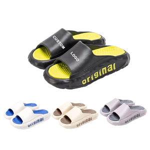 Custom Logo Summer Waterproof Men's EVA Detachable Bubble Massage Platform <b>Indoor</b> Sport <b>Slides</b> - Product Image 1