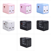 Adaptateur de voyage universel pour ordinateur portable PD avec 1 port USB-C et ports USB, matériau GaN, sortie 20W pour la charge mondiale
