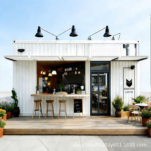 ร้านกาแฟคอนเทนเนอร์ดัดแปลง ดีไซน์มินิมอล ร้านค้าปลีกกลางแจ้ง รูปทรงสี่เหลี่ยมผืนผ้า - Product Image 2