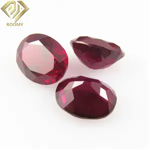 Top Quality 5A Lab Grown Ruby Oval Cut Synthetic Corundum Polished Blood Ruby Loose Gemstone