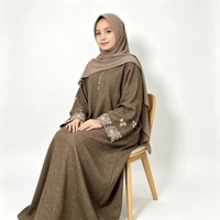 Robe Abaya Modeste Gulf pour Femme, Manches Brodées, Vêtement Musulman Islamique, Dubaï EAU Arabie Saoudite, Longueur Ras du Sol