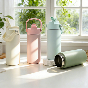 แก้วน้ำเด็กแบบพกพา ปลอดสาร BPA ขนาด 14 ออนซ์  ขวดน้ำสแตนเลสขนาดเล็ก ป้องกันฝุ่น พร้อมฝาปิดและหูจับ - Product Image 1