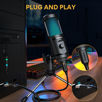 Microphone de jeu MAONO RGB, microphone de bureau, microphone de podcast, microfono pour jeux PS5, enregistrement, microphone à condensateur USB, microphones de jeu pour PC