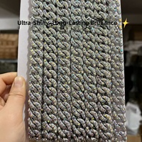 Chaîne à maillons en forme de S unique avec strass AB, bande de garniture à double lune pour bijoux hip-hop et décorations de chaussures tendance