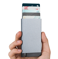 Dompet logam saku ramping minimalis pria, gaya baru, dompet kartu kredit aluminium RFID
