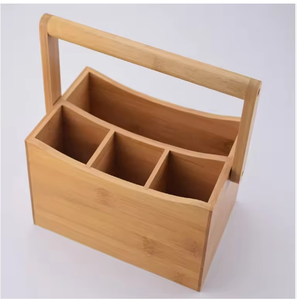 Organizador de Bambú Natural con Asa, Caja Organizadora Multisección - Product Image 1