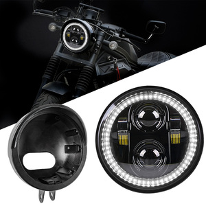 Faro redondo para motocicleta de 5,75 pulgadas con anillo de ojo de ángel DRL, incluye carcasa de lámpara, adecuado para modelos <span class=keywords><strong>Honda</strong></span> CM300/500/<span class=keywords><strong>CL500</strong></span> - Product Image 1